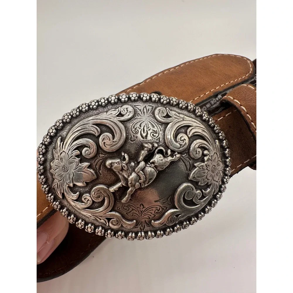 Nocona Belt Co. Western Cowboy Rodeo Buckle Genuine‎ Leather Kids Size 22